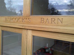 Barcocks Barn Engraved Window